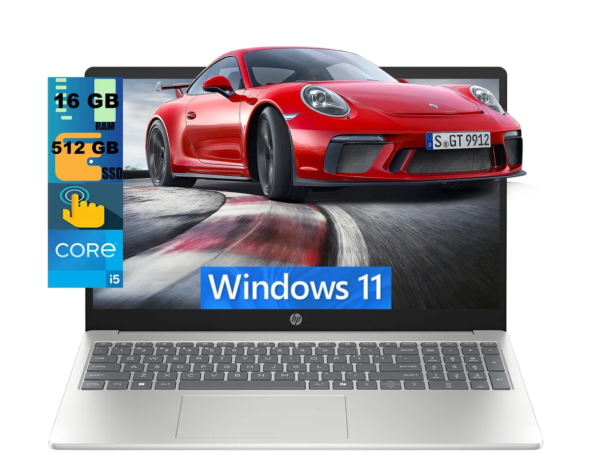 HP HP 15 laptop i5-1334U 10-core 16GB DDR4 512GB 15.6" FHD Touchscreen Silver — product photo