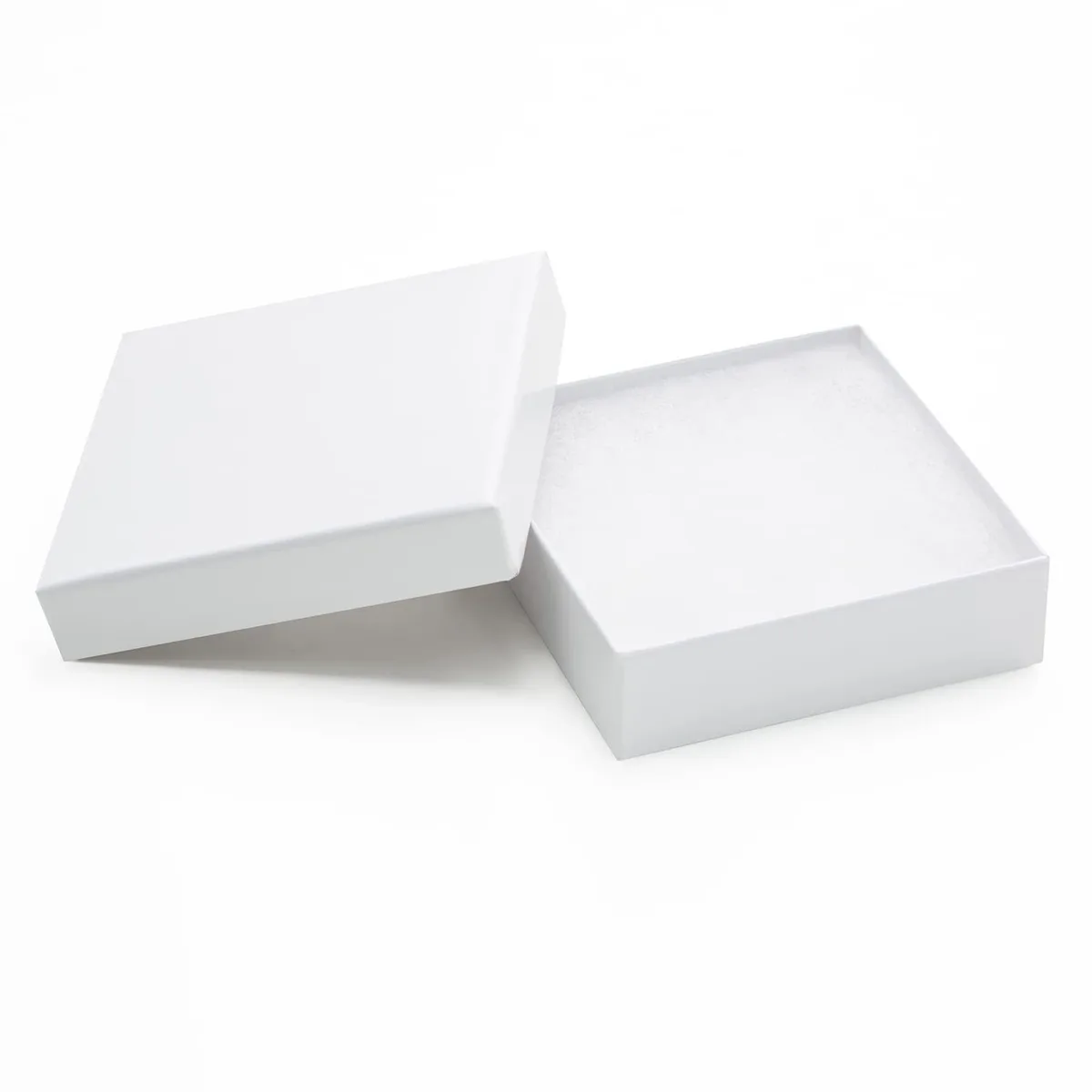  96 Pack 3.5x3.5x1 Inch Cardboard Jewelry Boxes with Cotton White — product photo