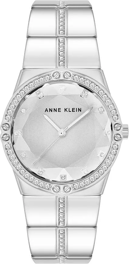 Anne Klein Anne Klein Silver-Tone 116-Crystal Bezel Link Bracelet Watch 33.5mm — product photo