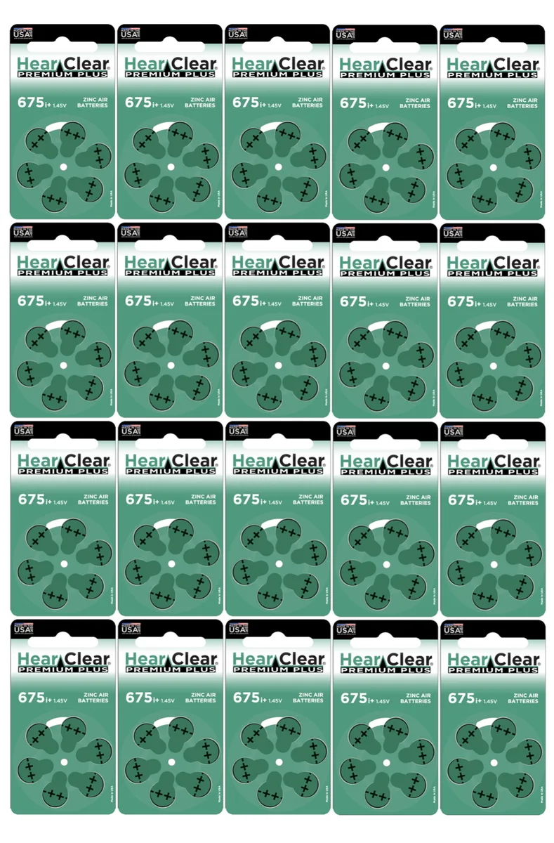 HearClear Battery HearClear Battery 675P Cochlear Implant Hearing Aid Batteries Green Tab 120 Cells Ear Care — product photo