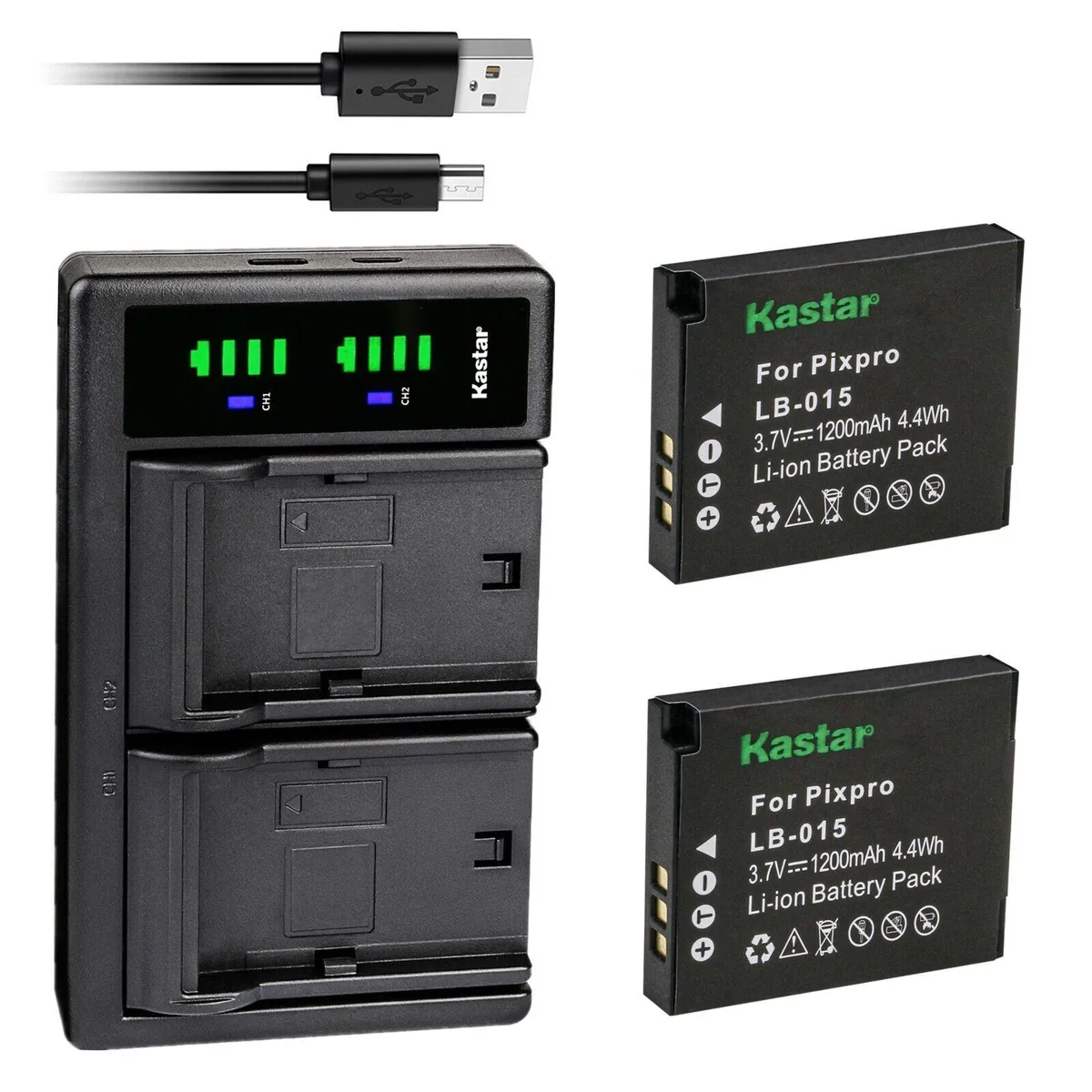 Kastar Kastar LB-015 2-Pack Battery &amp; LTD2 USB Charger camera battery — product photo