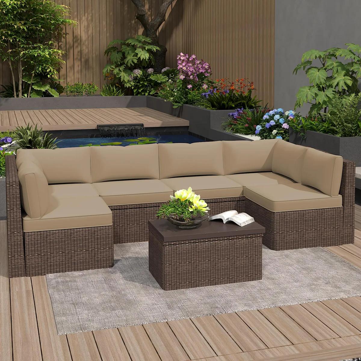 VANBOW VANBOW 14-Piece Deep Seat Patio Furniture Cushions Brown — product photo