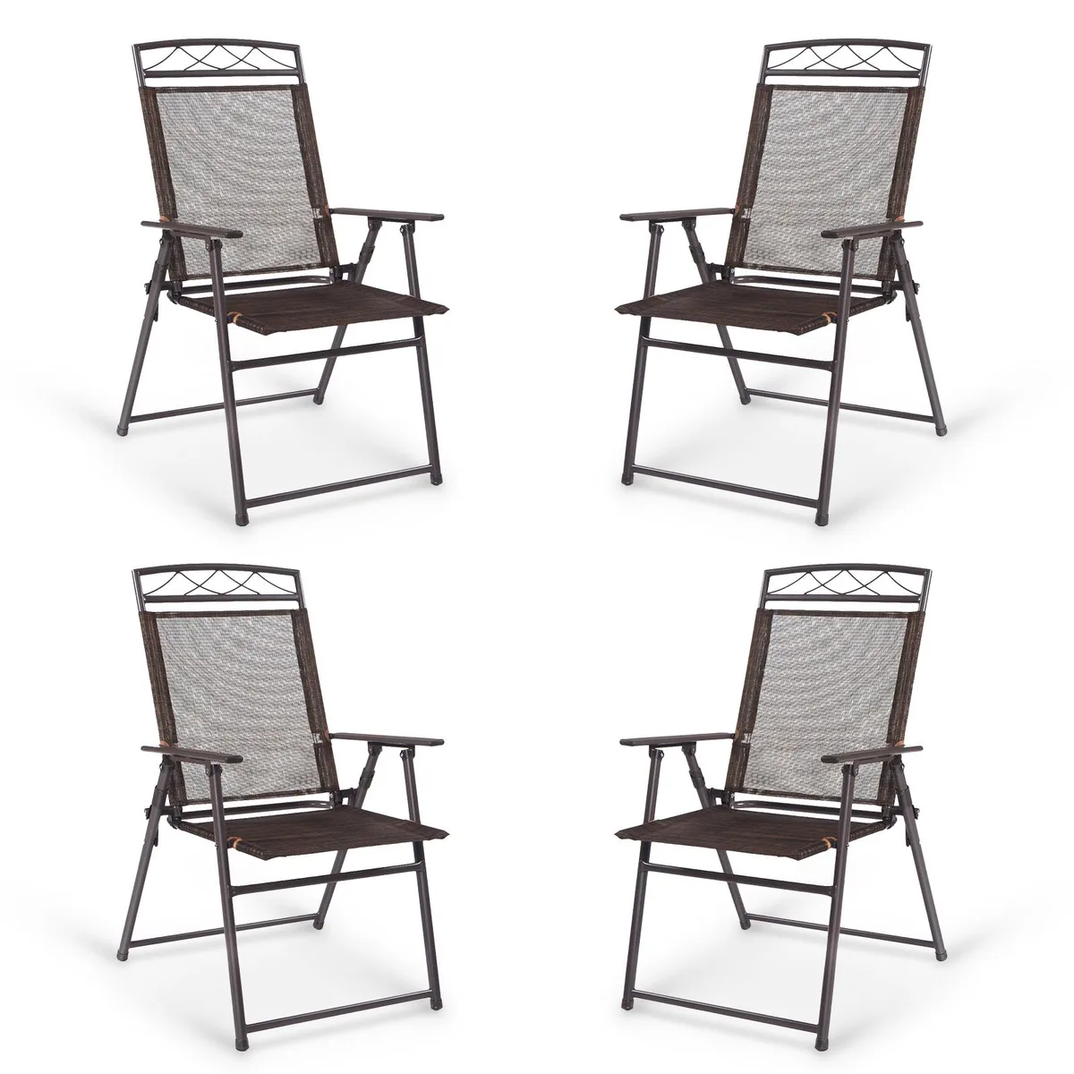 SlickBlue SlickBlue Set of 4 Patio Folding Sling Chairs Coffee — product photo