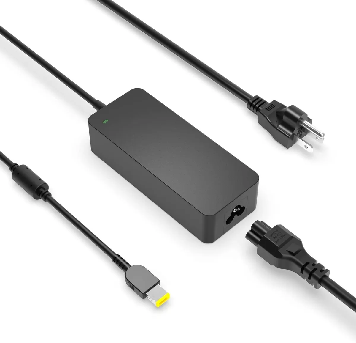 Black rectangular 90W AC adapter with square tip and detachable power cord