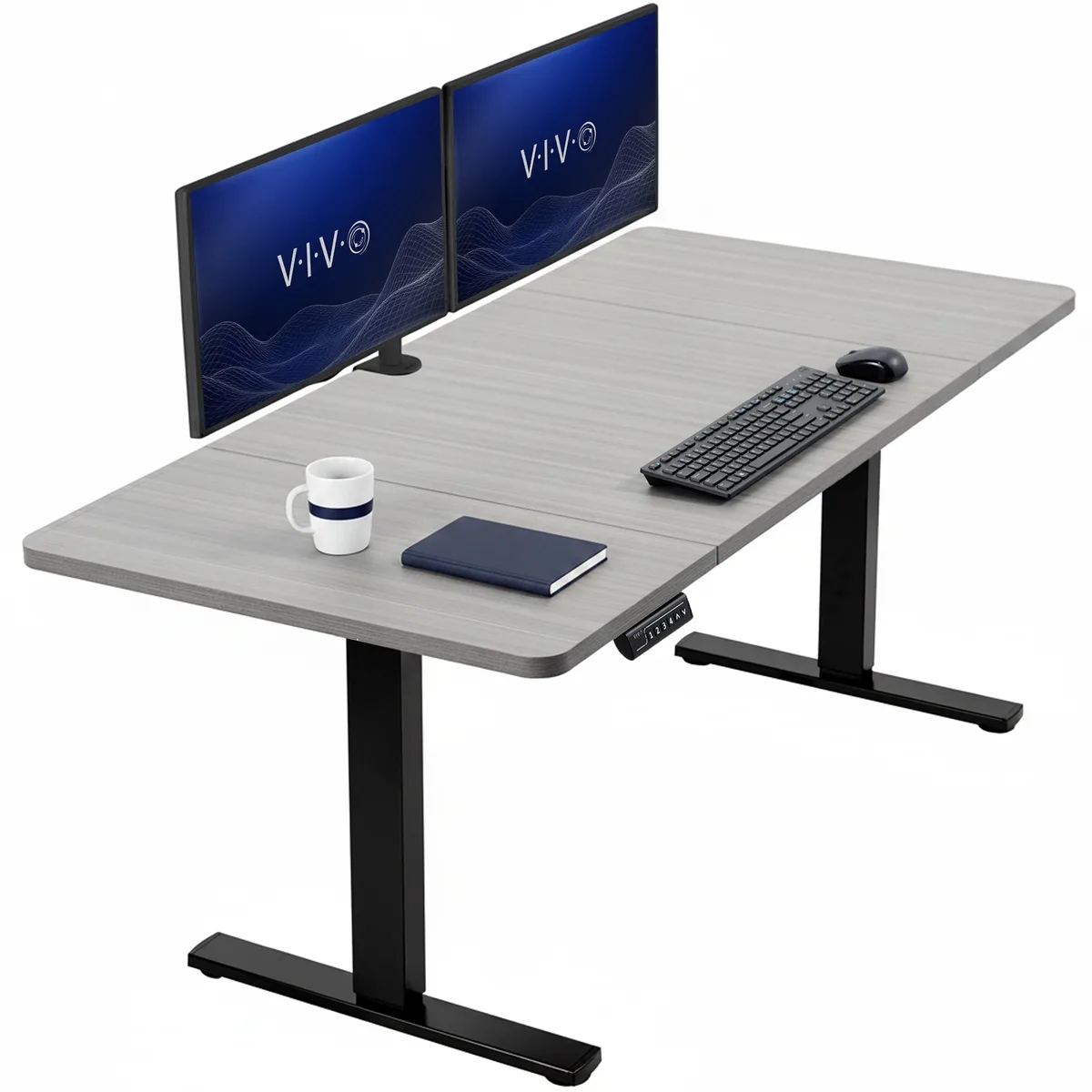 VIVO VIVO Electric Standing Desk 60 x 30 Dark Gray Top Black Frame — product photo