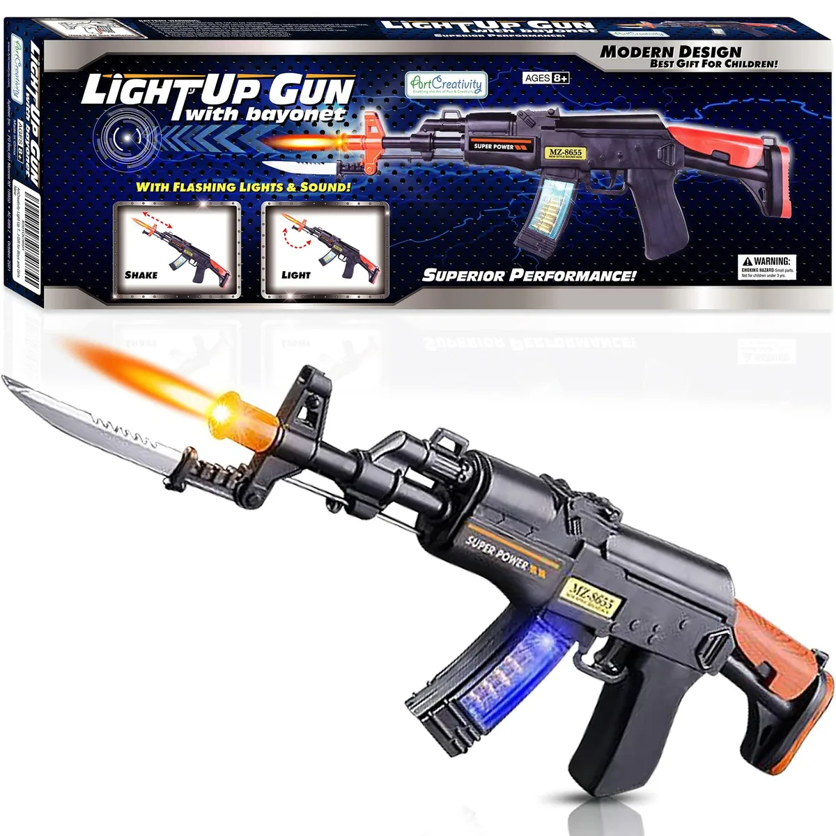 Light Up Toy Machine Gun with Folding Bayonet 16 Inch — product photo