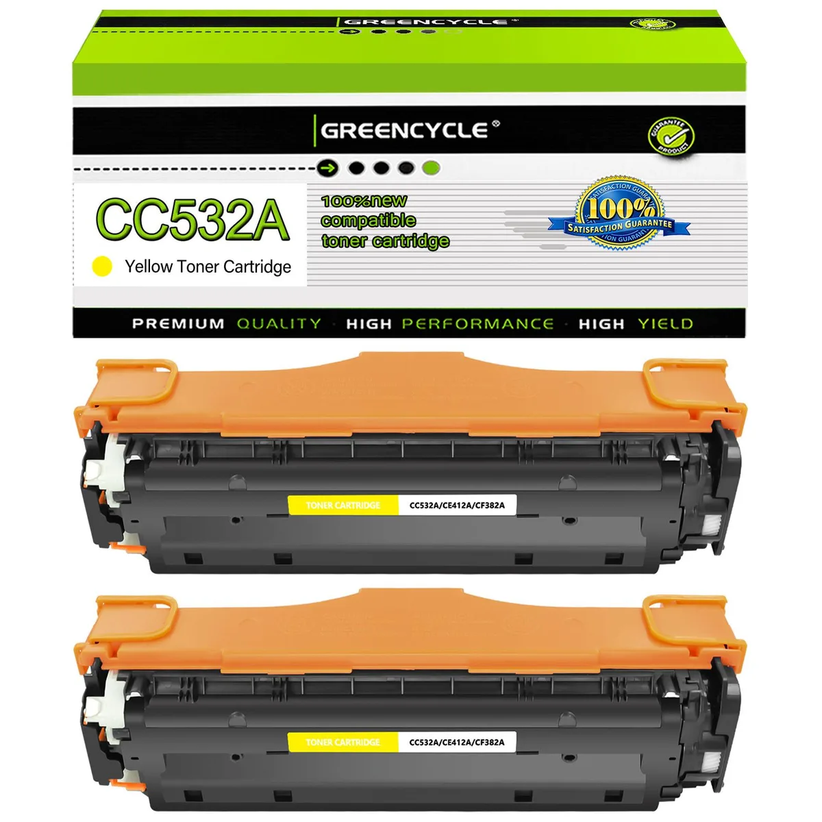 GREENCYCLE GREENCYCLE 304A CC532A Yellow Toner Cartridge 2 Pack — product photo