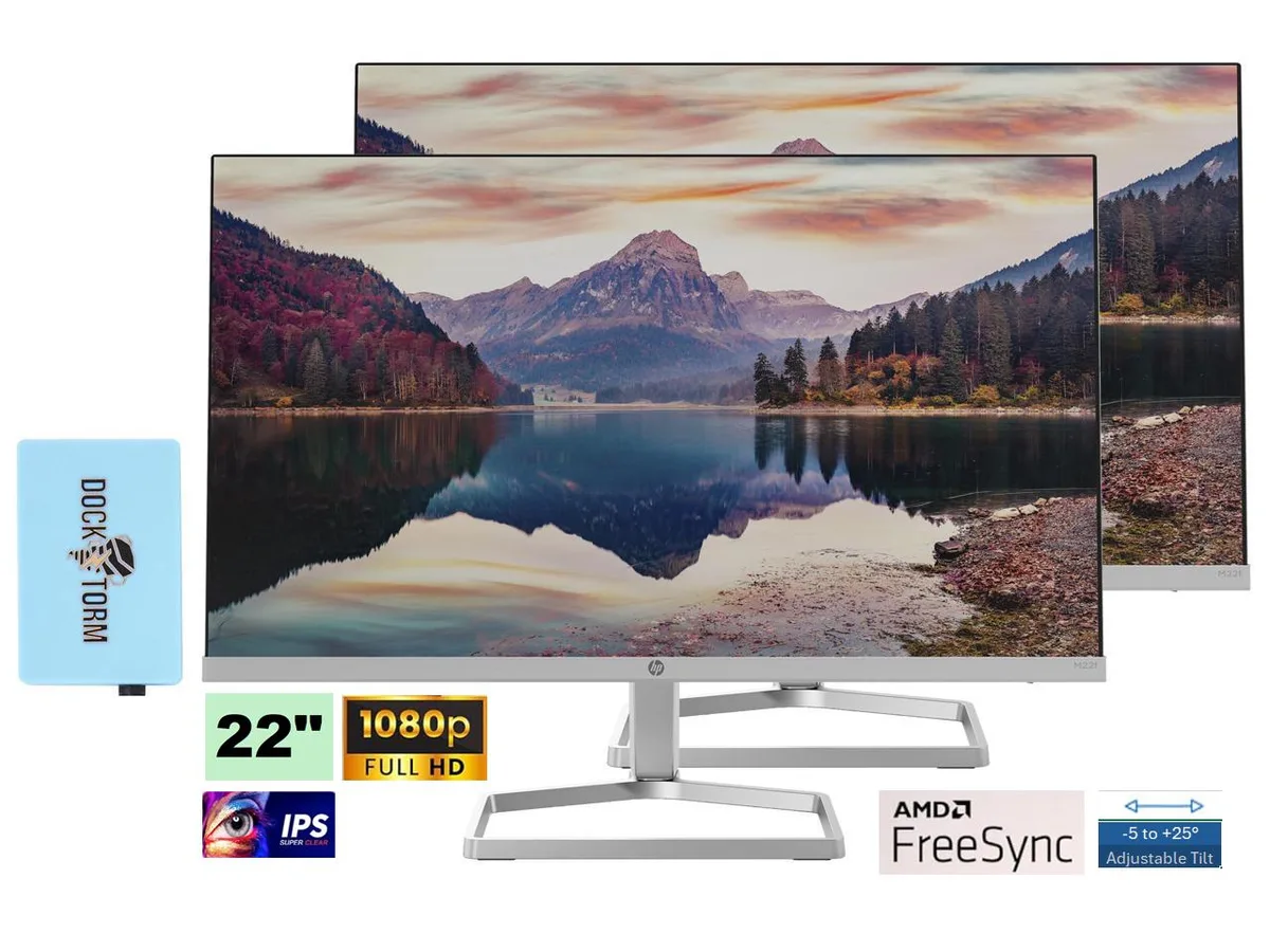 HP HP 22" IPS FHD 75Hz Monitor Bundle with Docztorm Dock Pack of 2 — product photo