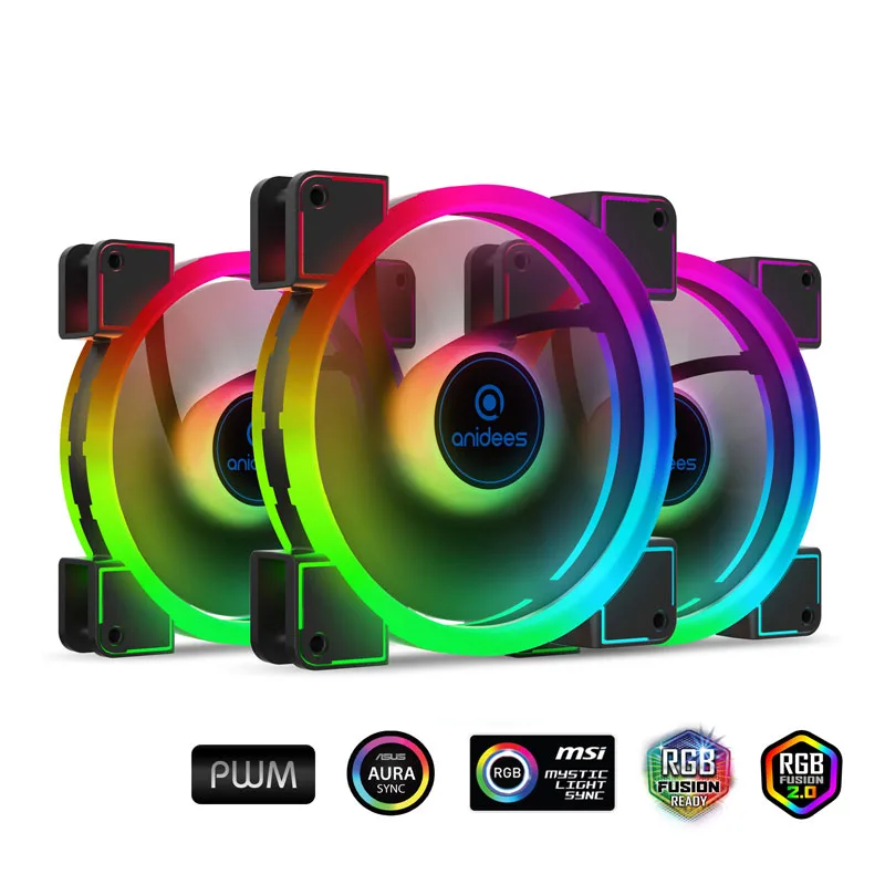 anidees anidees AI Aureola Duo 120mm 3pcs RGB PWM case fan — product photo