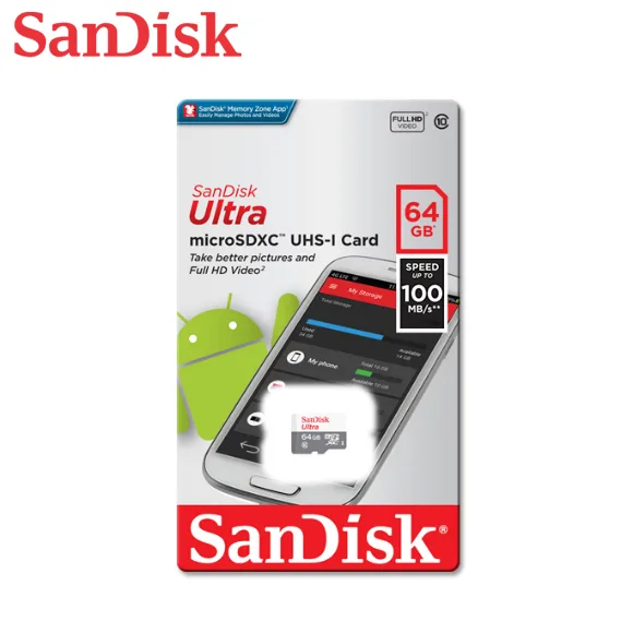 SanDisk SanDisk SDSQUNR-064G-GN3MN CYT 64GB microSDXC 100MB/s U1 No Adapter memory card — product photo