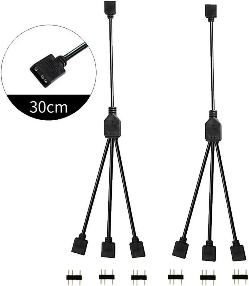 Vszerda Vszerda 2 Pack 5V 3-Pin RGB 3-Way Splitter Cable, 1 Foot — product photo