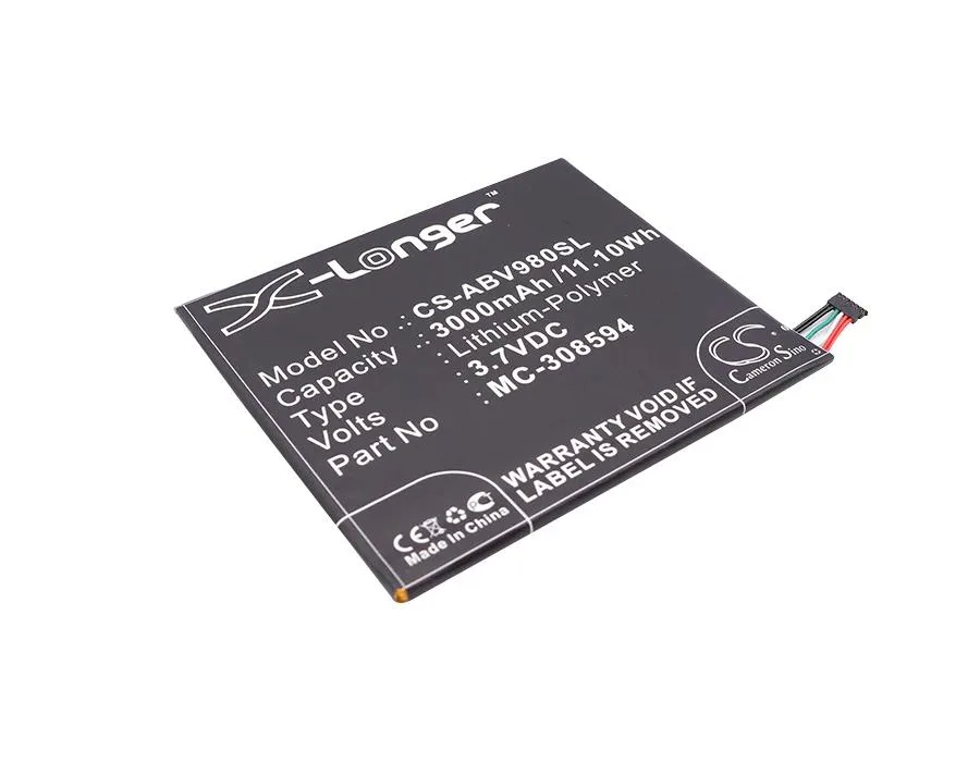 Small rectangular lithium-ion battery pack with gold contacts and printed label