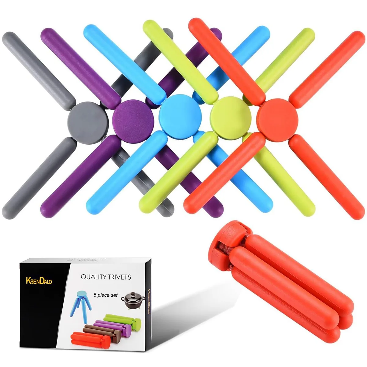  KSENDALO Foldable Silicone Trivet 8.7in Multi-Color — product photo
