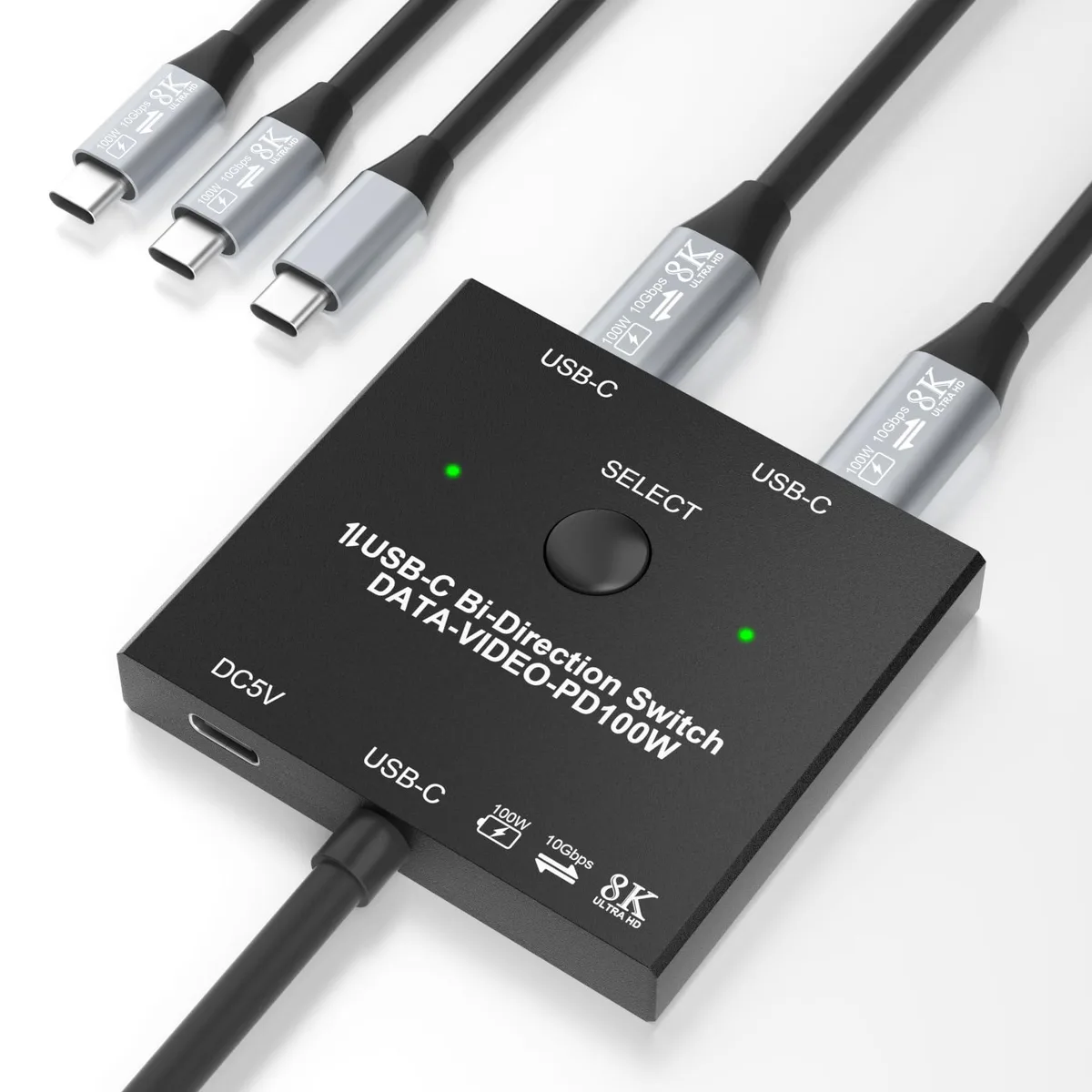 BUCIER BUCIER USBC-AB201-E 8K USB-C KVM Switch 2 PCs 100W 10Gbps — product photo