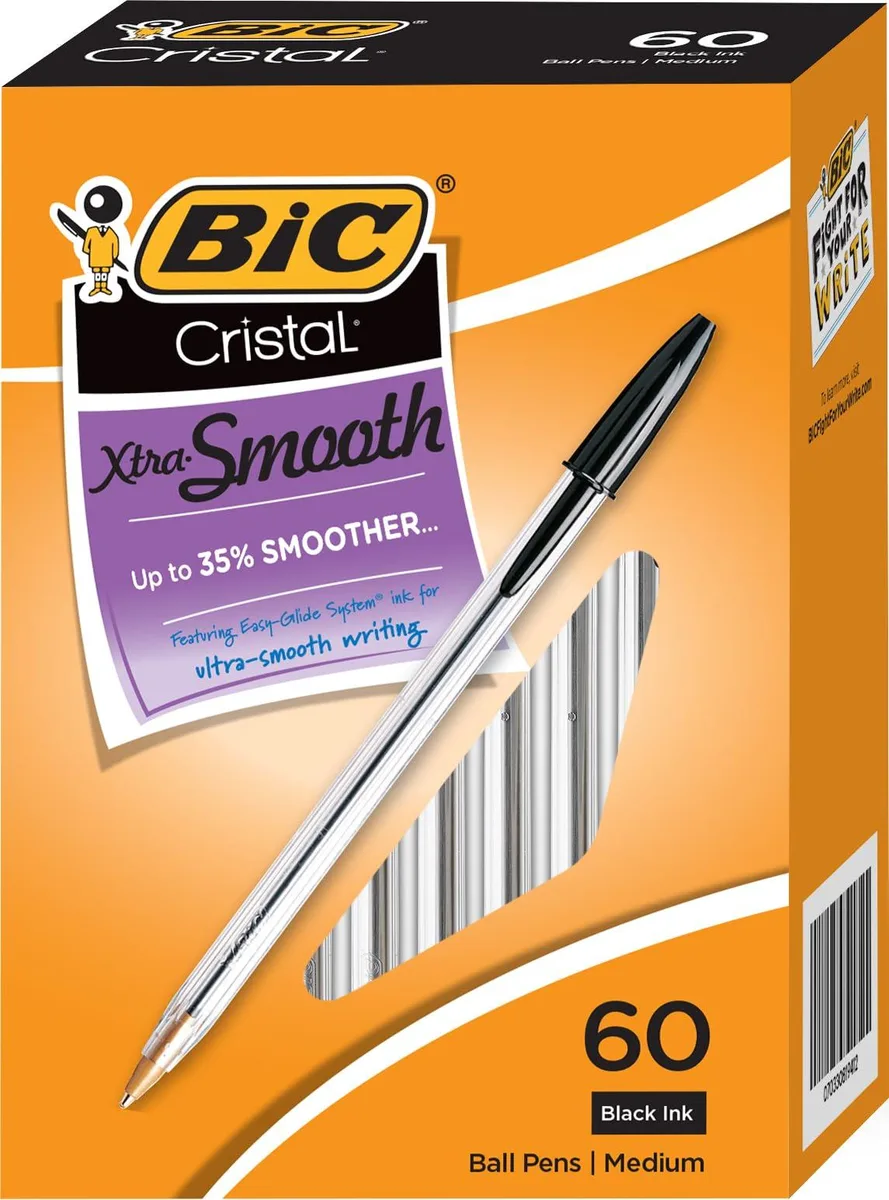  BIC Cristal Xtra Smooth Ballpoint Pen 1.0 mm Black 60 Pack — product photo