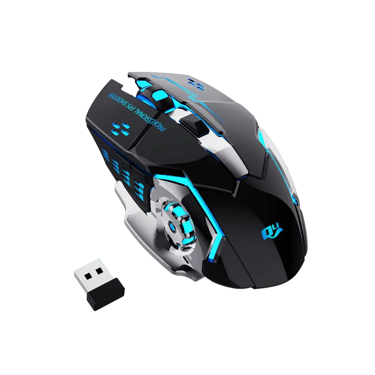 ASUS QV13 QELIROKY 2.4GHz Wireless Gaming Mouse Black 16 Buttons 600mAh 800-1600-2400 DPI — product photo