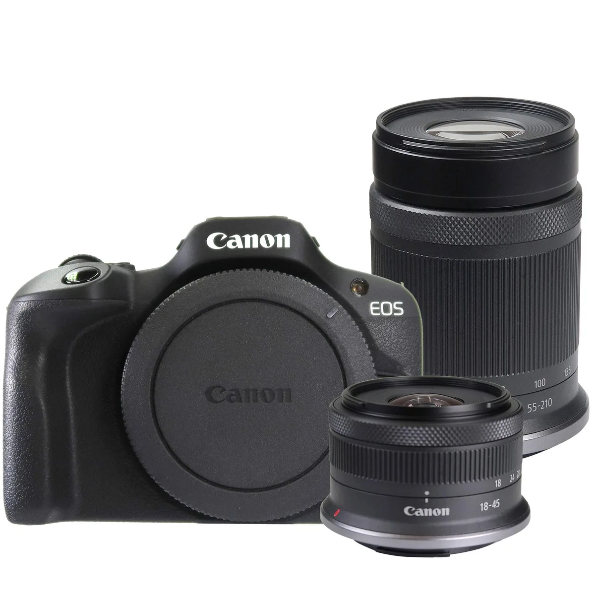 Canon Canon EOS R100 compact mirrorless camera with RF-S 18-45mm and RF-S 55-210mm lenses — product photo