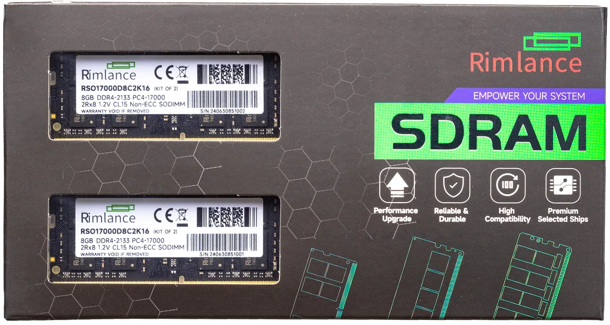 RIMLANCE RIMLANCE 16GB (2x8GB) DDR4 2133MHz CL15 260-Pin SODIMM laptop RAM — product photo