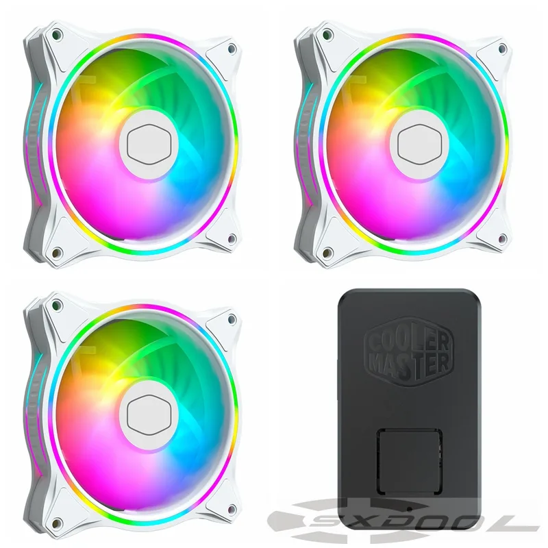 SXDOOL SXDOOL MasterFan MF120 Halo White Edition 120mm 3 Pack Addressable RGB case fan — product photo