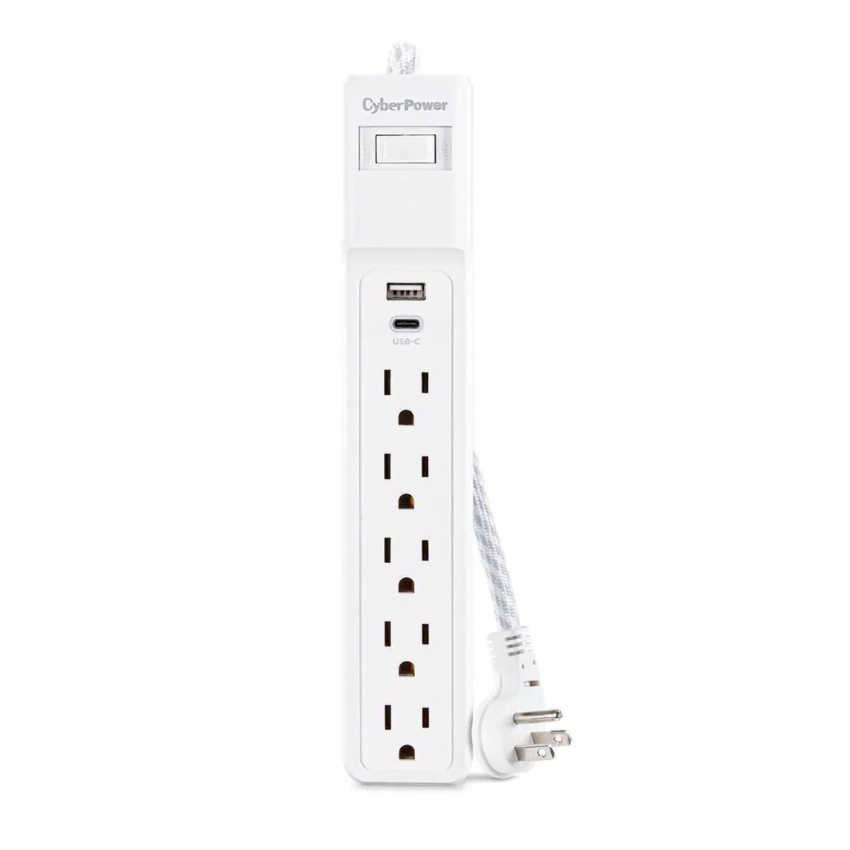 CyberPower CyberPower P504UC Surge Protector 500J 5 Outlets 2 USB 4ft Cord White — product photo