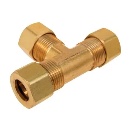Brass tee compression fitting, 5/8 inch O.D., lead-free finish