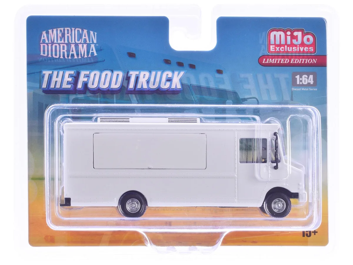American Diorama American Diorama Food Truck Plain White with Graphics 1/64 Diecast Model — product photo