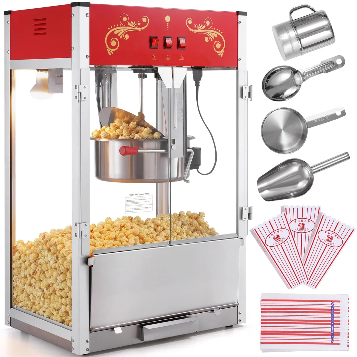 VEVOR VEVOR Popcorn Maker RC-8238 1615W 16 oz Red — product photo