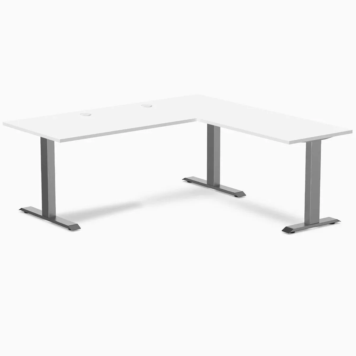 Desky Desky Zero Laminate L-Shape Office Desk White 70.9 x 29.5 x 68.9 x 23.6 in Space Gray — product photo