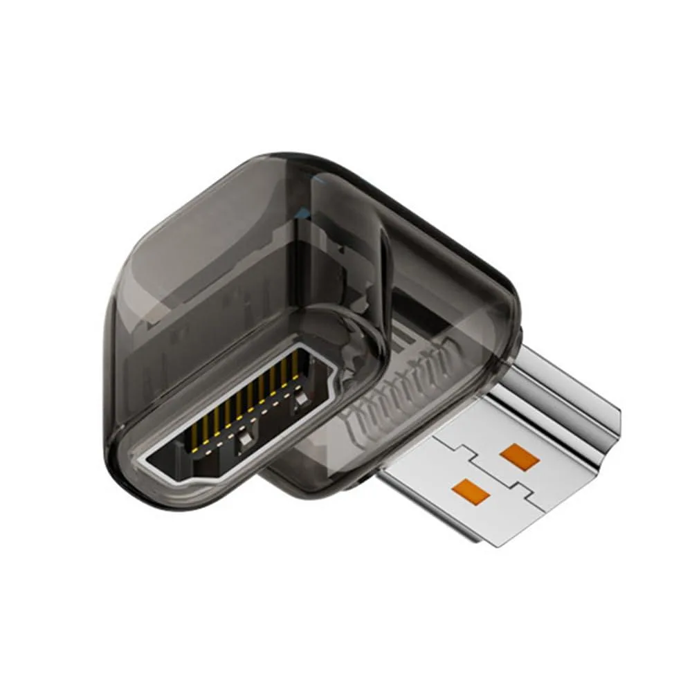 LORDWORLD LORDWORLD 90° Down Angled HDMI Male to Female Adapter 8K 60Hz Transparent LED — product photo