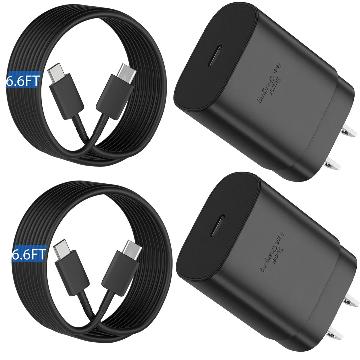 KEHIPI KEHIPI CK-002 25W USB Charger Black 6.6FT Cable 2 Pack — product photo