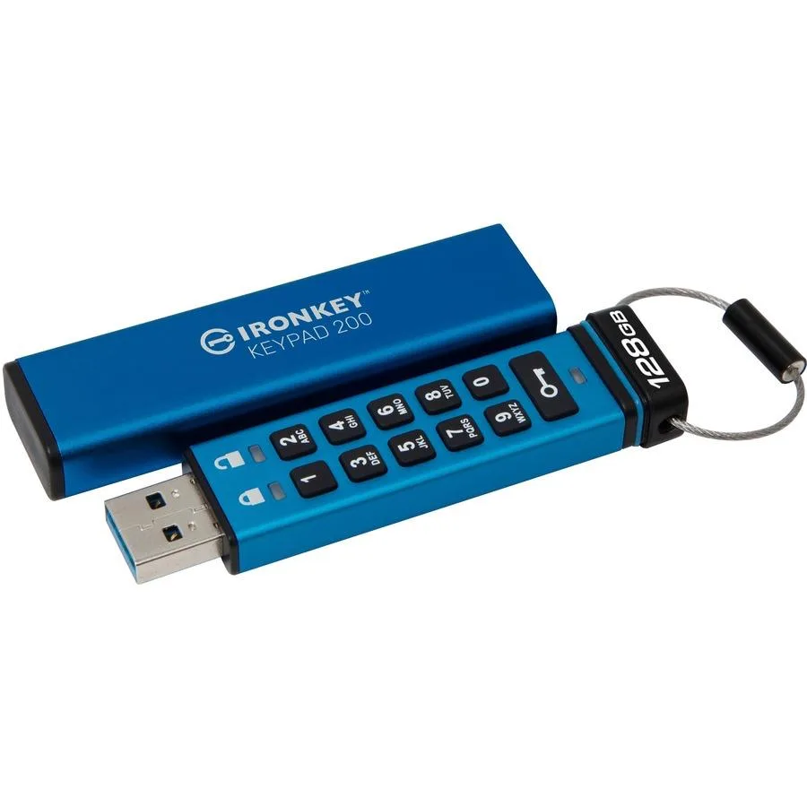 Kingston Technology Corp. Kingston IronKey Keypad 200 128GB Encrypted USB flash drive — product photo