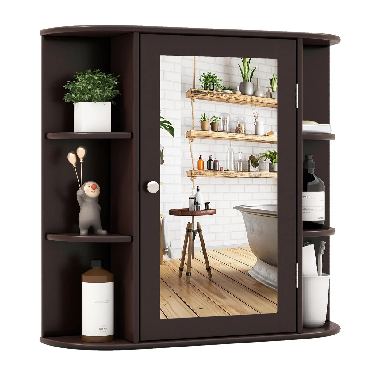SlickBlue SlickBlue Wall-Mounted Bathroom Mirror Cabinet Bronze 26x6.5x25in — product photo