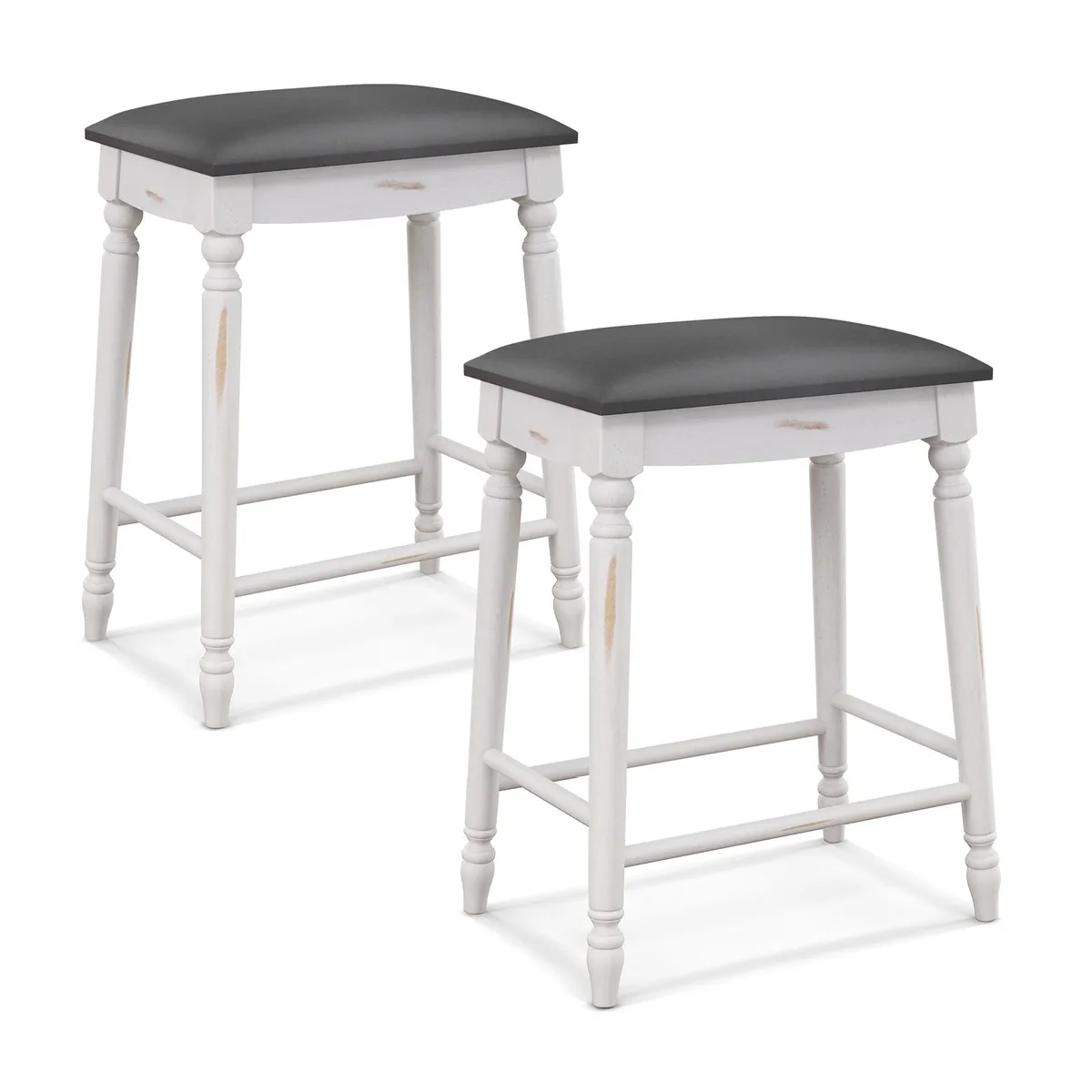 SlickBlue SlickBlue Barstool Set of 2 Grey Rubber Wood 15 x 19.2 x 35.4 inches — product photo