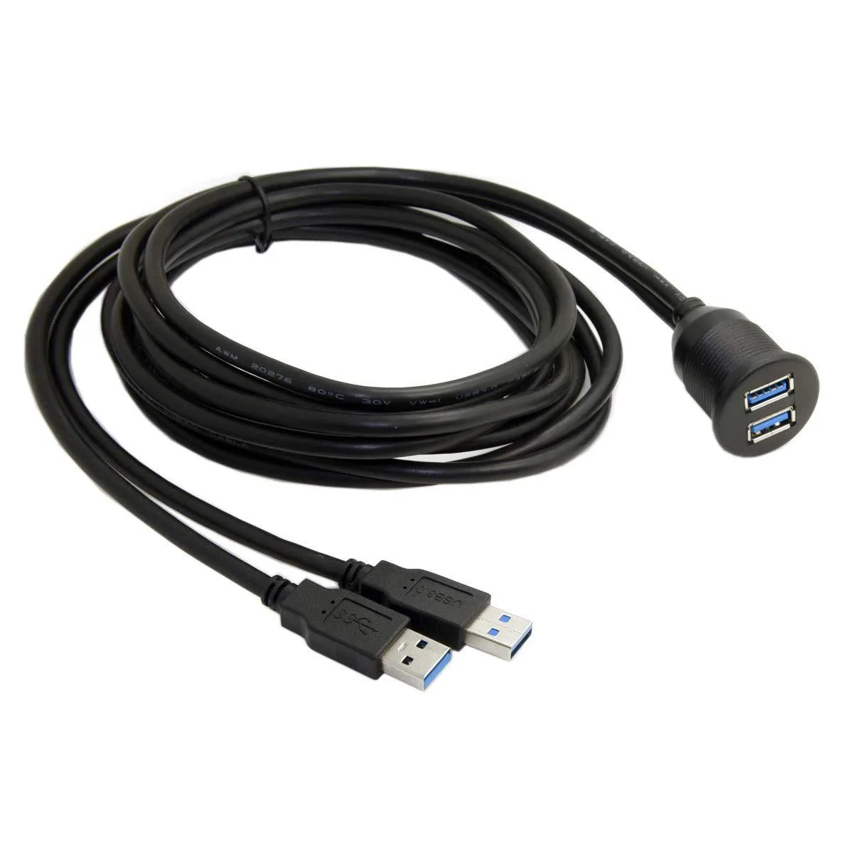 Fervit Fervit 1m Waterproof Dual USB 3.0 Extension AUX Flush Mount Cable — product photo