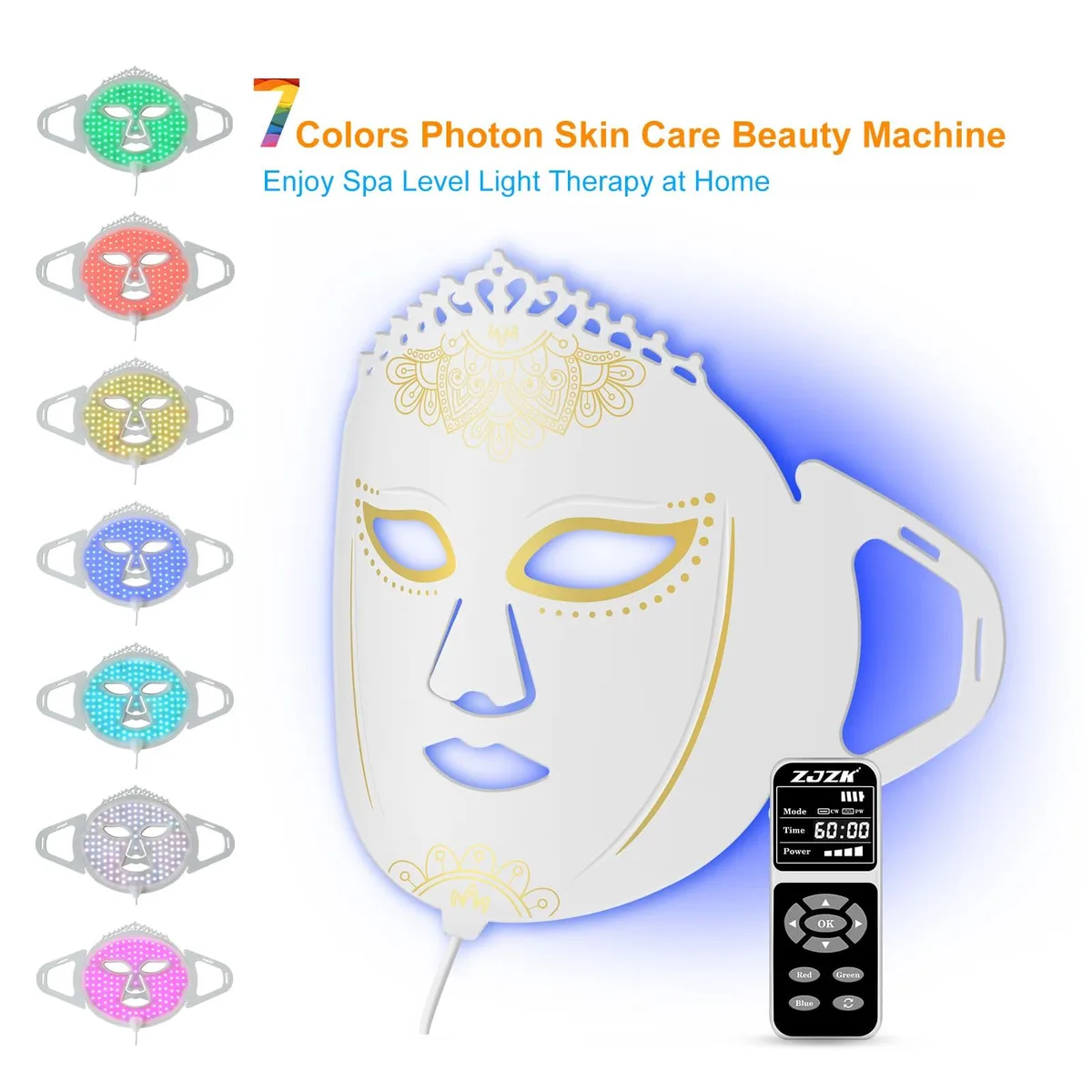 ZJZK ZJZK FT-02 7-Color LED Face Mask 360 Chips White — product photo