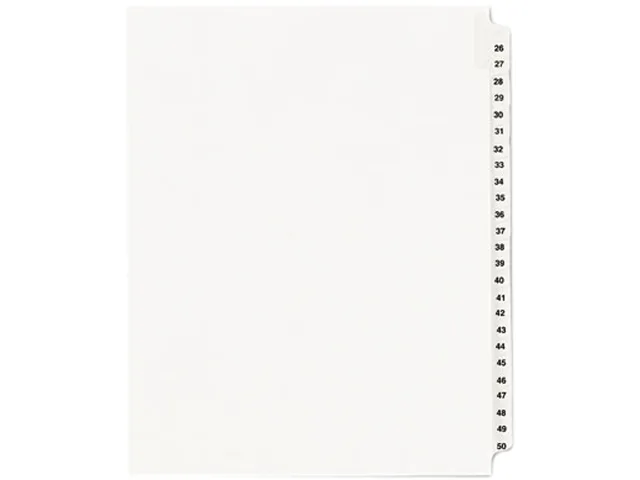 Avery Avery 1331 Tab Dividers 26-50 Letter White 11 x 8 1/2 Side Tab Collated 1 Set — product photo