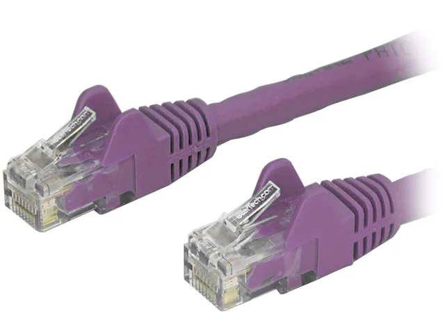 Purple Cat 6 ethernet cable, four feet long, snagless RJ45 connectors, PVC jacket