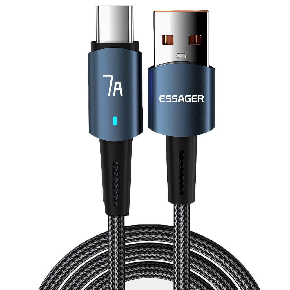 LUOM LUOM Essager CGA7A USB A to USB C Cable 80W 7A Blue 3.3ft — product photo