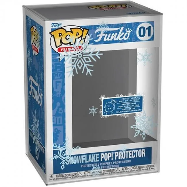 Clear hard-shell case with snowflake print, fits standard POP box
