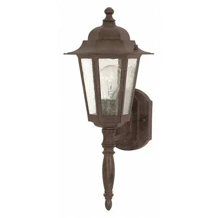 NuVo Cornerstone 18 in wall lantern, classic bronze finish, clear seeded glass panels, rivet and welded slat details