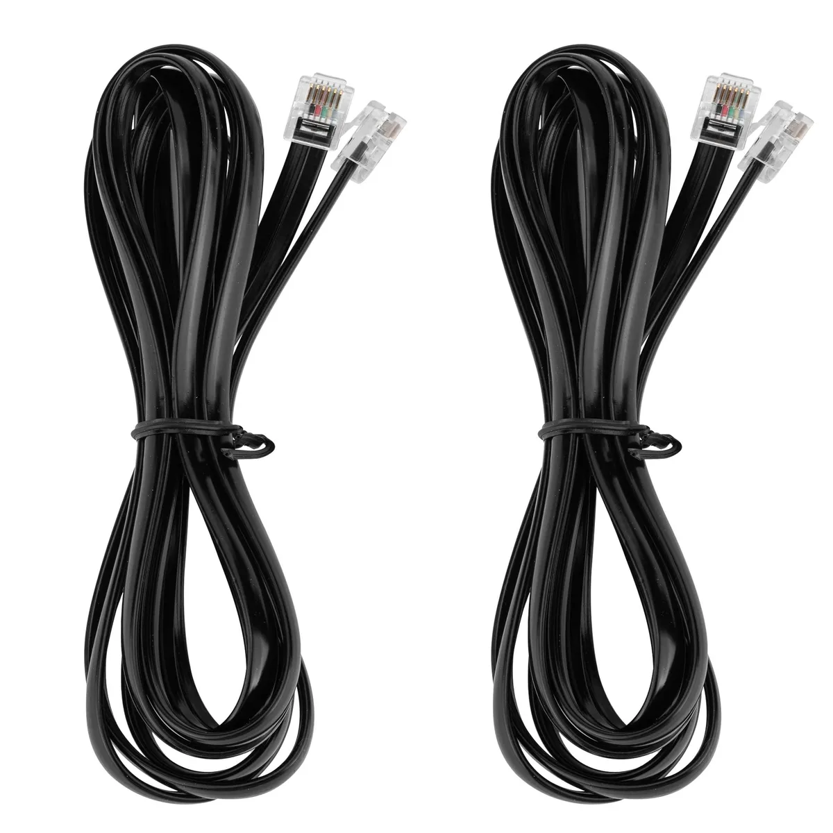 GE RJ12 6P6C Male-to-Male Phone Cable 25 ft Black 2Pack — product photo