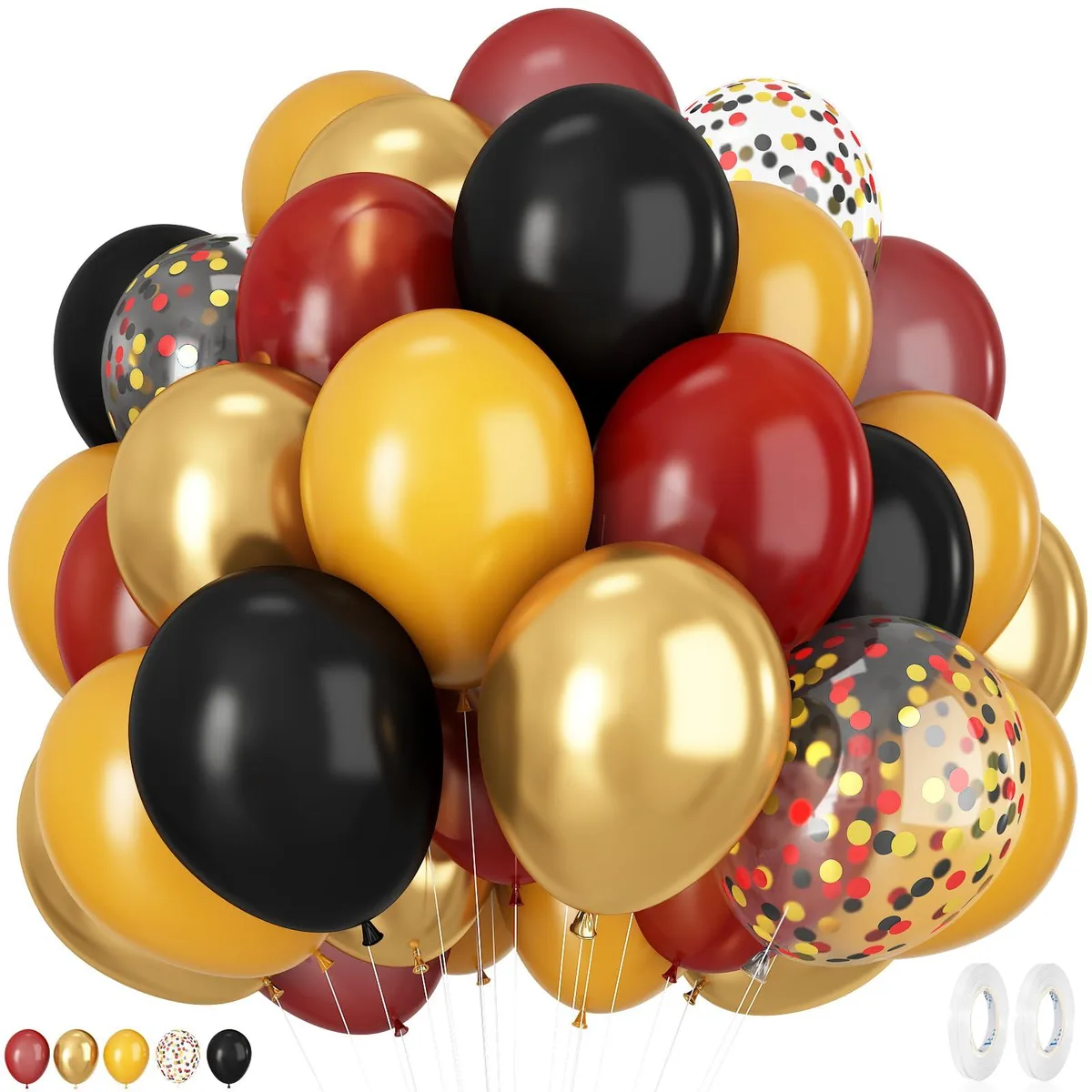 Dagelar 12 Inch 50 Pcs Black Burgundy Gold Balloon Set — product photo