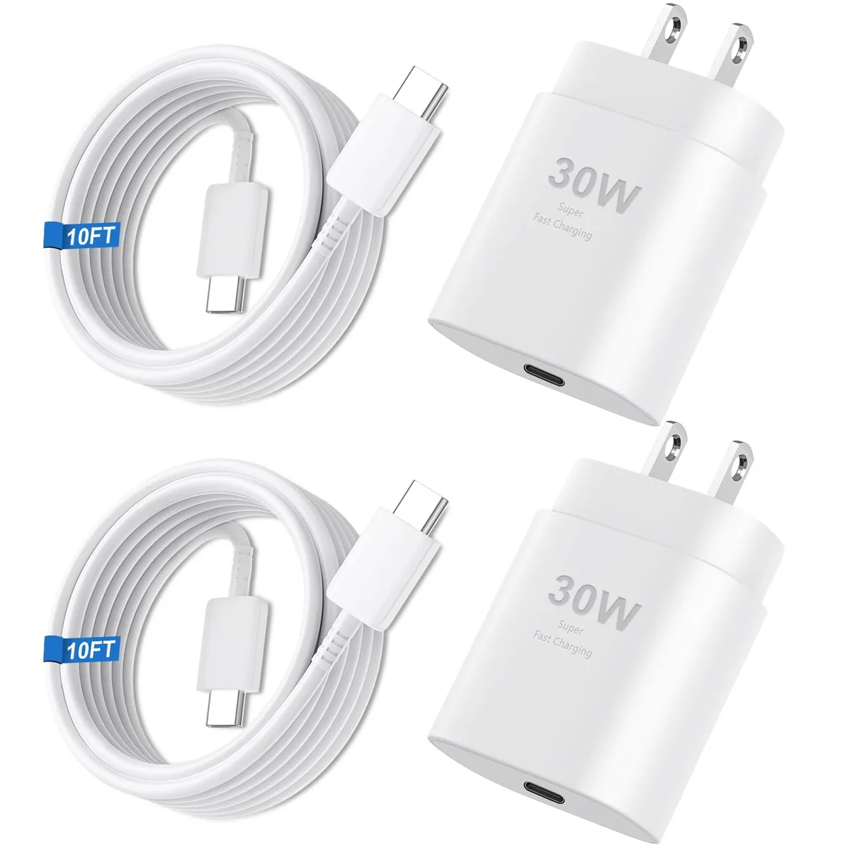 KEHIPI KEHIPI XD186W 30W USB-C charger 10ft cable white — product photo