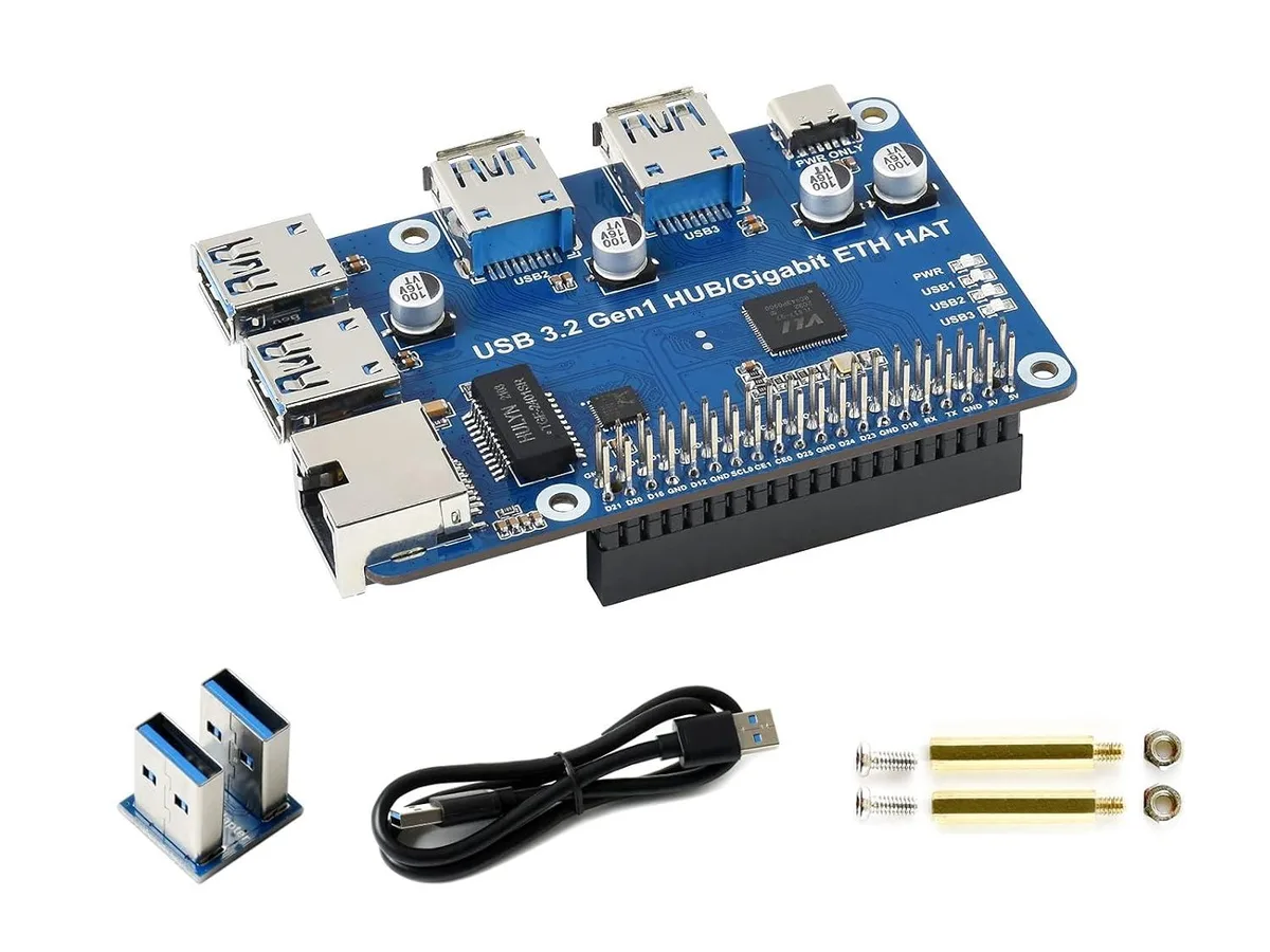 LORDWORLD LORDWORLD USB 3.2 Gen1 Gigabit Ethernet HUB HAT 3 Ports development board — product photo