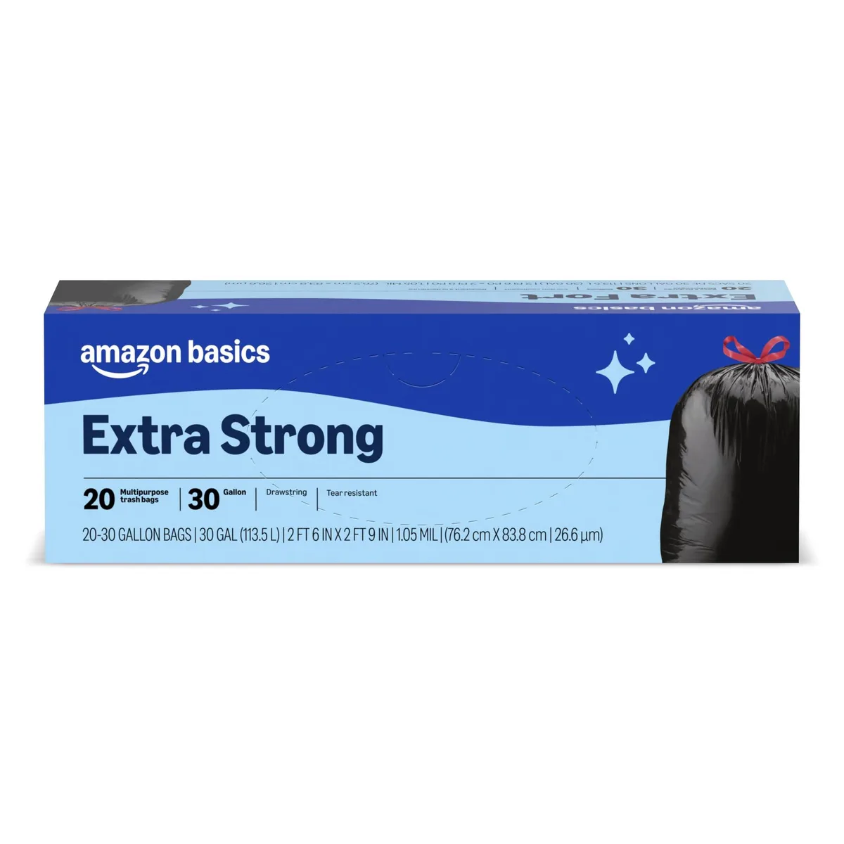 Black 30 gallon drawstring trash bags pack of 20