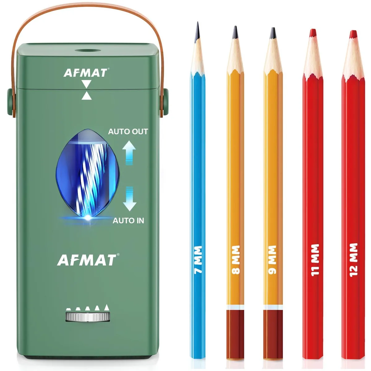  AFMAT PSC7 Electric Pencil Sharpener 5 Modes 6-12mm Green — product photo