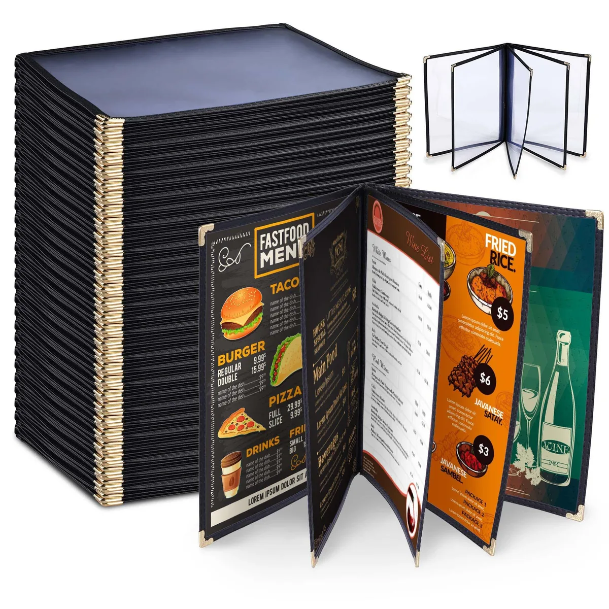 Yescom USA, Inc. Yescom USA, Inc. 26MNC031-811B5-06-30 30 Pack Menu Covers 8.5x11" 10 Views Black accessory — product photo