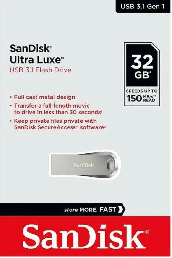 SanDisk SanDisk Ultra Luxe 32 GB USB 3.1 150 MB/s Silver SDCZ74-032G-G46 — product photo