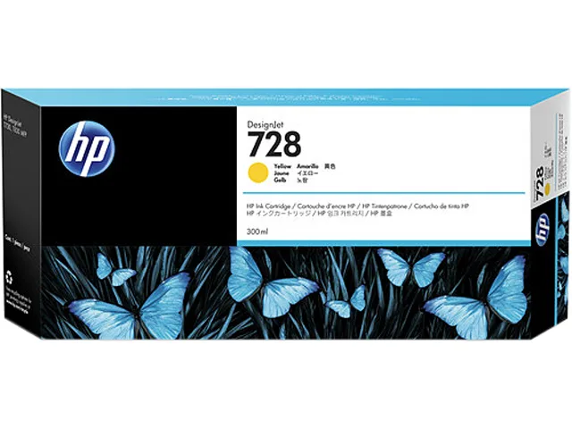 HP HP F9K15A 728 Yellow 300-ml ink cartridges (genuine brands) — product photo