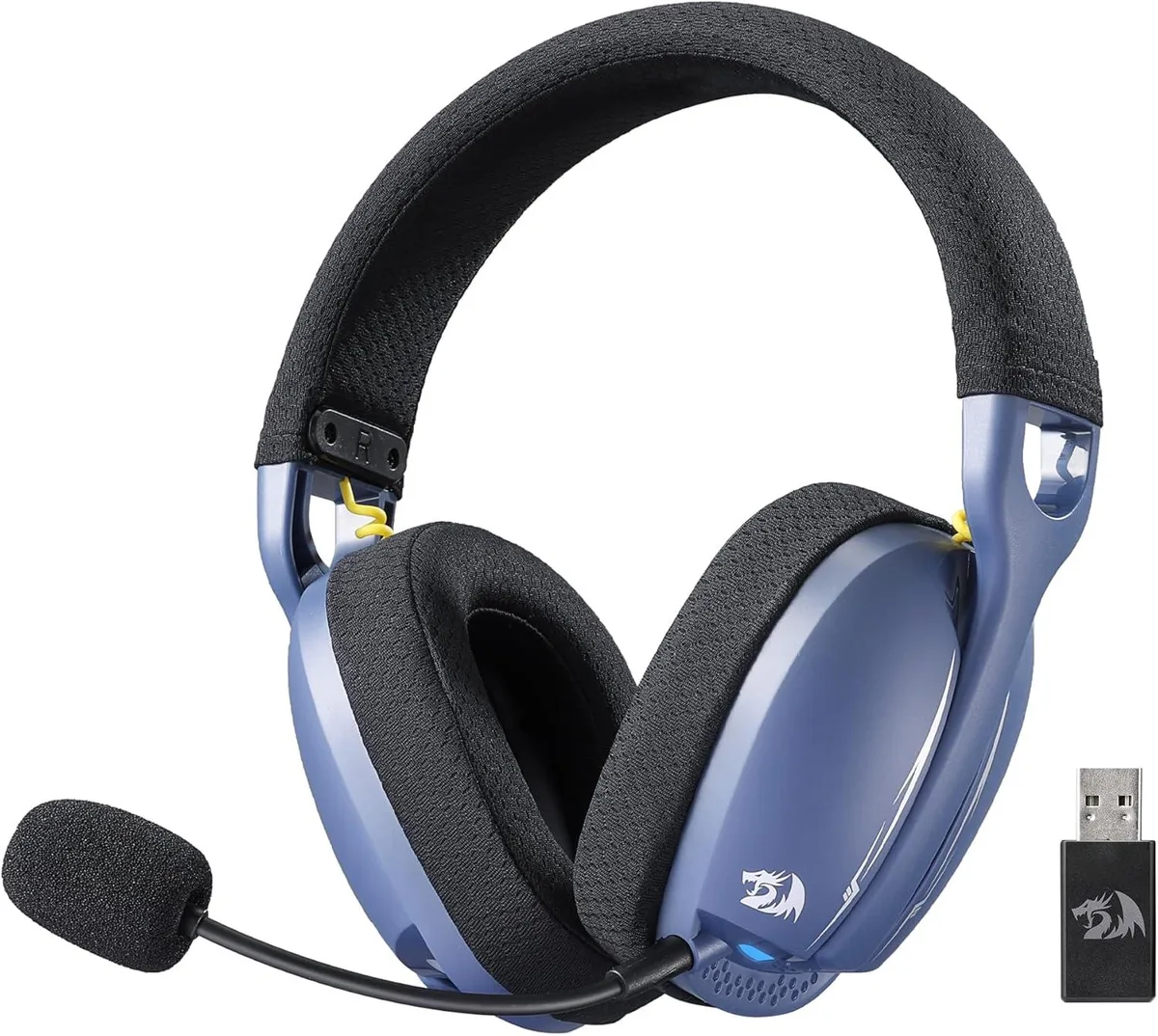 Redragon Redragon H878 3-Mode Wireless Gaming Headset Blue Lighting 40mm 2.4G BT 3.0 5.0 7.1 200g 600mAh Black&amp;Blue — product photo